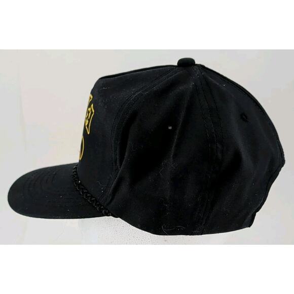 Vintage 80's Black Iowa Hawkeye's Snapback Rope Hat Screen Print Logo Trucker - Picture 2 of 9